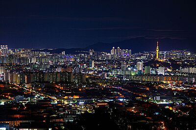 The night skyline of Daegu, South Korea