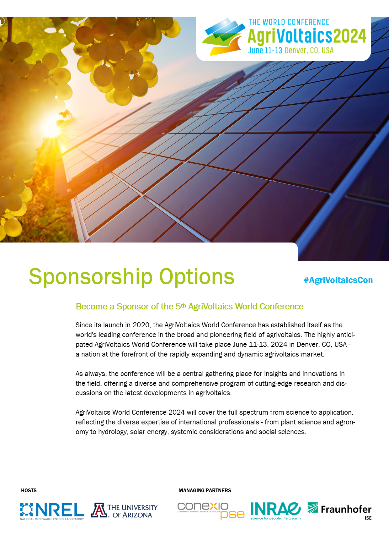 a Sponsor! AgriVoltaics World Conference